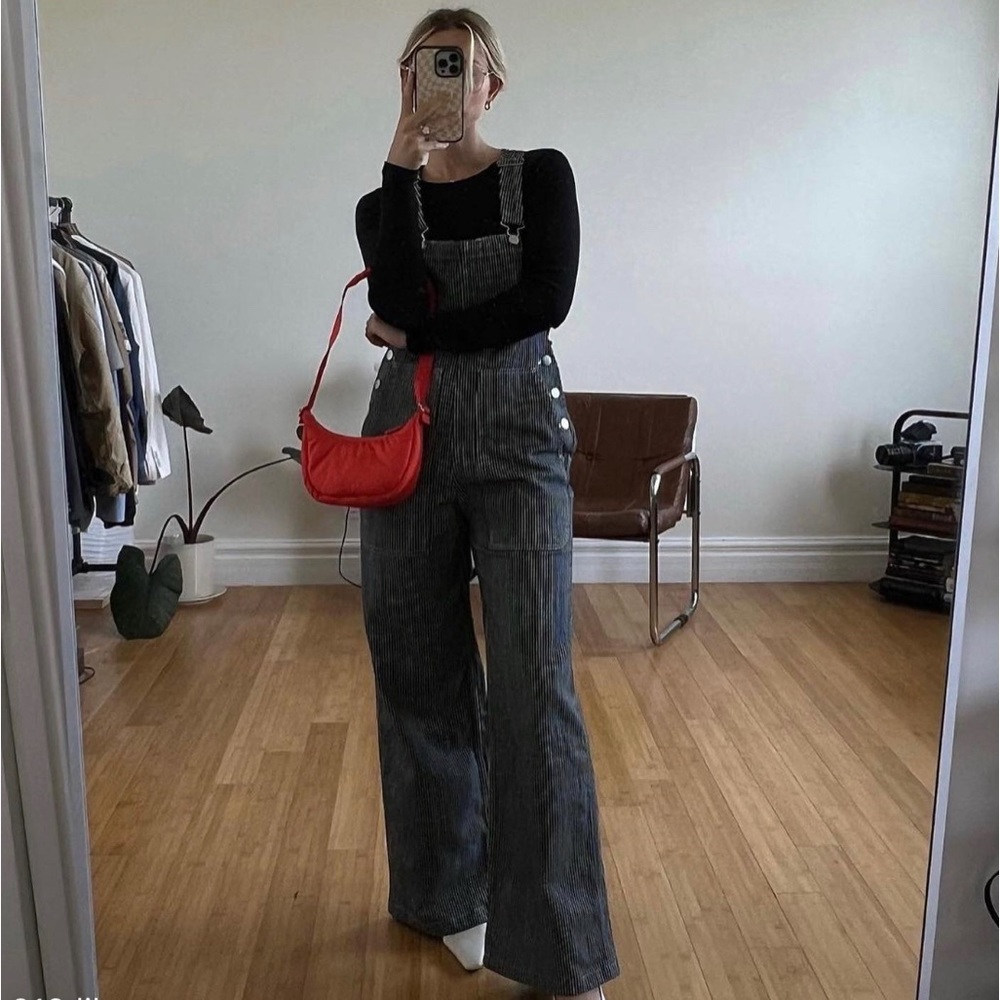 Everlane Gardener Overalls Hickory Stripe XS